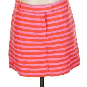 JCrew Pink & Orange Striped Hip Slung Mini Skirt Women's Size 2
